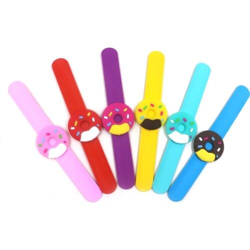 24X Rubber Doughnut Beads 6Color Slap Bracelet Kid Children Wristband Flexible Wrap Slap Enfant Bangle Gift Favors