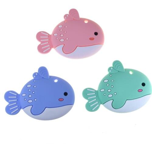 Mabochewing Baby Chewing Toys Flatfish Shape BPA Free Dummy Chain Silicone Teething Teehters