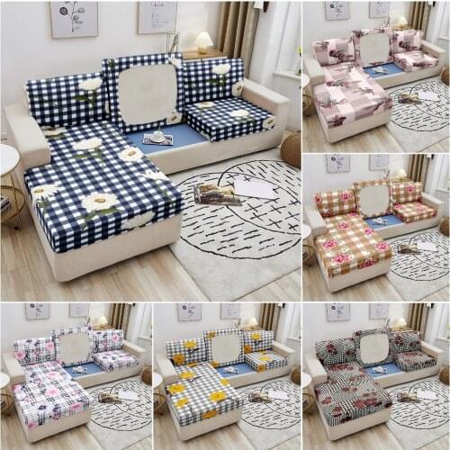 1/2/3/4 Seater Sofa Protector Geometric Flowers Elastic Sofa Seat Cushion Cover for Living Room Stretch Corner Couch Cover