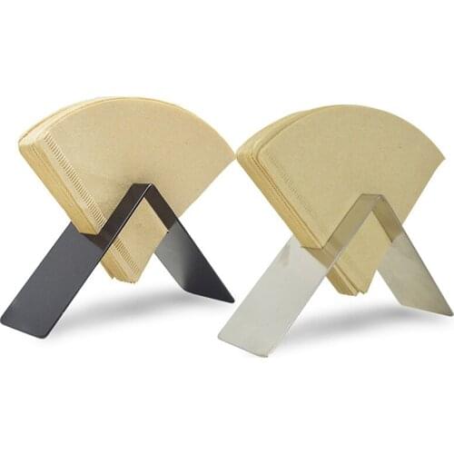 Hand Drip Coffee Filter Paper Holder with Cover V60 Cone Stainless Steel Filter Paper Box Storage Rack Countertop Storage Coffee