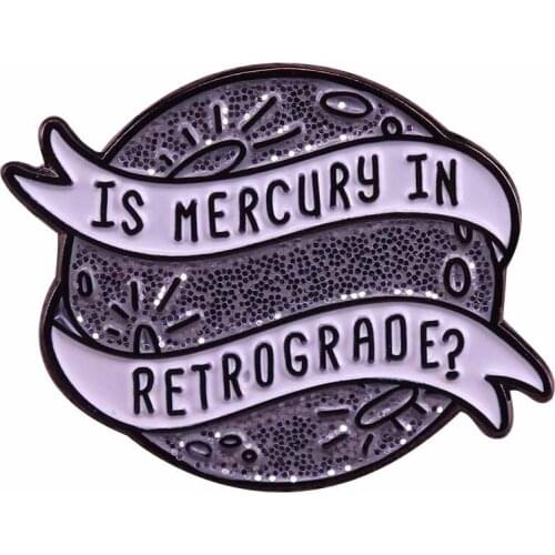 Mercury retrograde enamel pin with glitter funny astrology gifts magic decor