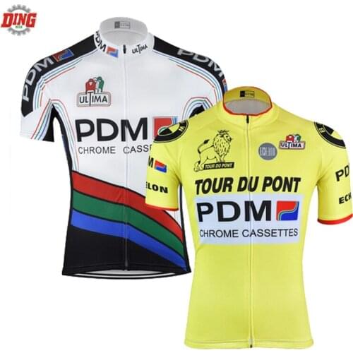 Classic PDM cycling jersey ropa Ciclismo men Short sleeve yellow white cycling clothing bike wear Pro team MTB maillot outdoor