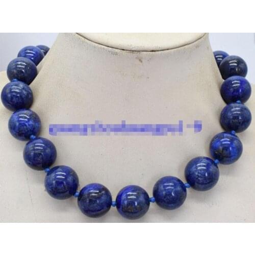 Hot 14 mm Egyptian Lapis Lazuli Dark Blue Round Bead necklace 18" AAA
