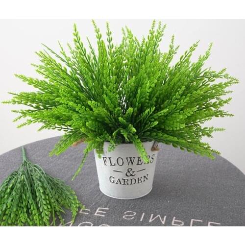 2Pc Artificial Plants Green Grass Bouquet Plastic Fake Plants Outdoor Decor Artifical Grass for Wedding Home Decoration Table
