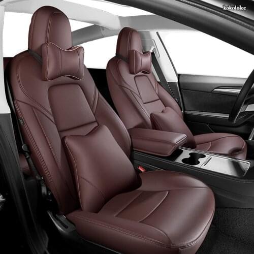 KOKOLOLEE custom leather car seat cover for 2018 2019 2020 2021 2020 Tesla Model 3 Automobiles Seat Covers car seats auto style