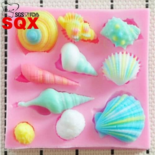 Beautiful Shell And Conch Shape Silicone Mold Cookware Dining Non-Stick Cake Decorating Fondant Soap Mold SQ1439