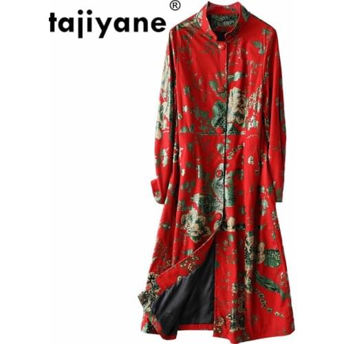 Vintage Leather Genuine Jacket Women Autumn Winter Jacket Female Long Slim Fit Real Sheepskin Coat Woman Print Outwear Coat 8813