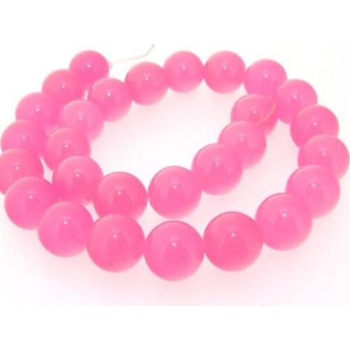 Unique Pearls jewellery Store,Charming Round 10mm Pink Jade Gemstone Loose Beads One Full Strand LC3-0168