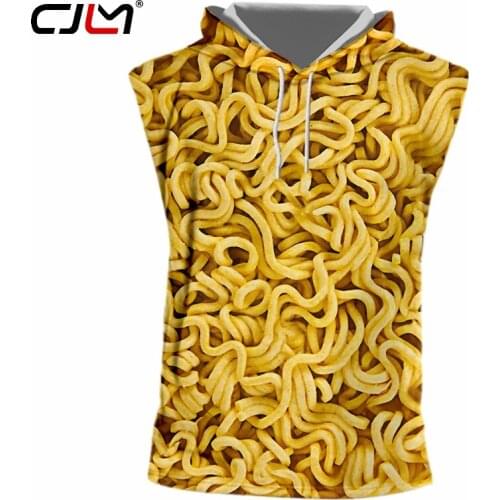 CJLM Mans Summer Hooded Tank Top Man Hip Hop interesting 3D Printed Trend Creative instant noodles Plus Size 5XL 6XL Costume