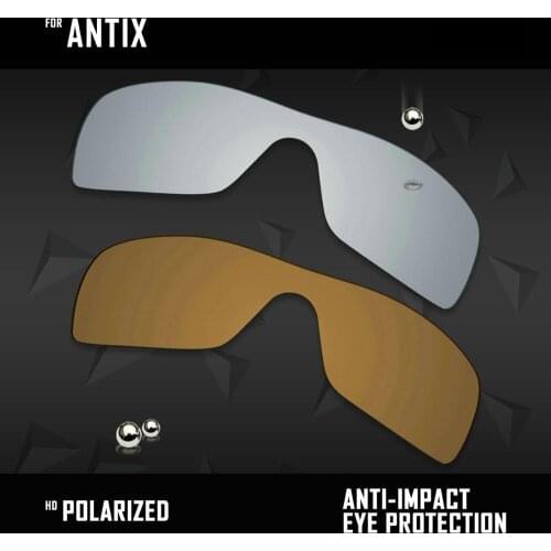 OOWLIT 2 Pieces Polarized Sunglasses Replacement Lenses for Oakley Antix-Silver and Bronze Gold