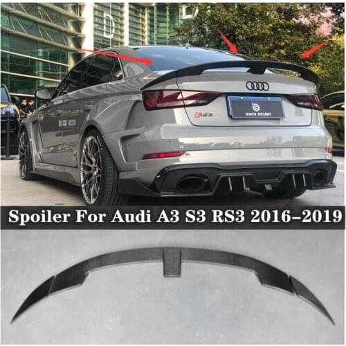 3 pieces /1Set High quality Carbon Fiber Car Rear Trunk Lip Spoiler Wing Fits For Audi A3 S3 RS3 2014-2020