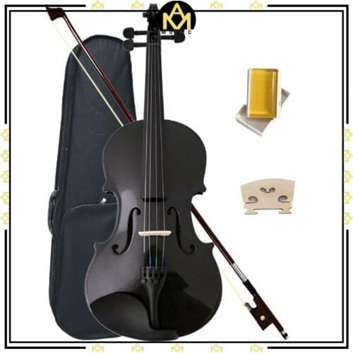 Full Size 4/4 Violin/Fiddle Black Maple Wood Acoustic Violin Kit+Case+Bow+Rosin+Bridge Student Violin For Beginner