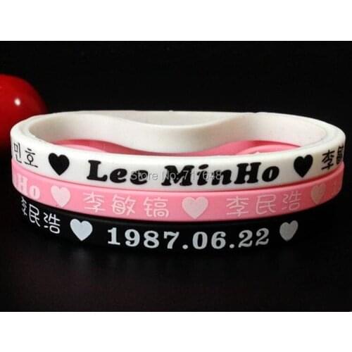 100pcs Lee MinHo wristband silicone bracelets free shipping by ePacket