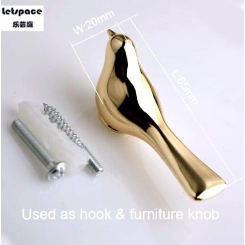 Modern Fashion Creative Bright Gold Bird drawer shoe cabinet wine cabinet cupboard knob handle gold Wall decoration hook