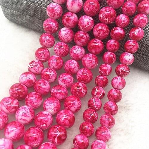 Wholesale 4/6/8/10mm Glass Beads Round Loose Spacer Beads Pattern For Jewelry Making DIY Bracelet Necklace #24