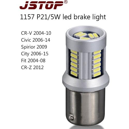 JSTOP Fit crv city crz civic led Brake Lights P21/5W led lights 4014SMD canbus 12-24V Red brake bulbs auto 1157 car Brake lamps