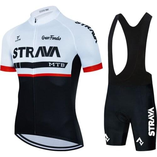 2021 New Black STRAVA Cycling Jersey Set Men Short Sleeve Summer Breathable MTB Maillot Ciclismo Cycling Clothing Bicycle Wear