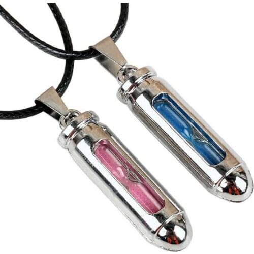 Vintage Leather Link Chain Couples Bullet Hourglass Heart Guitar Handcuffs Love Pendant Necklaces Jewelry 2pcs/set