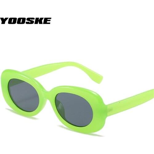 YOOSKE Small Oval Sunglasses Women Fashion Jelly Green Sun Glasses Men Shades UV400 Vintage Gray Pink Gradient Eyewear