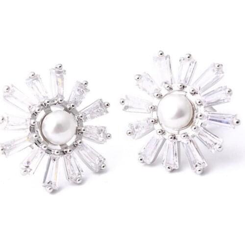 European and American jewelry plated gold fashionable new accessories joker temperament zircon earrings female natural freshwate