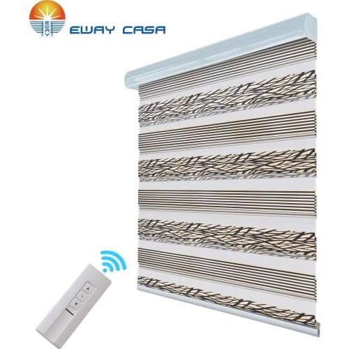 EWAY CASA Motorized Jacquard Zebra Shade Automatic Strip Zebra Blinds Electric Roller Blinds No.MR_ZB_HL NEW