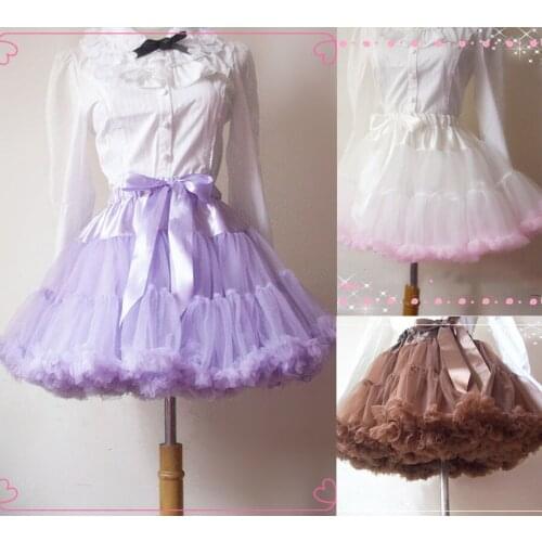 Womens Full Bubble Colorful Lolita Skirt Princess Bow Fancy Dressing Short Bustle 9 Colors