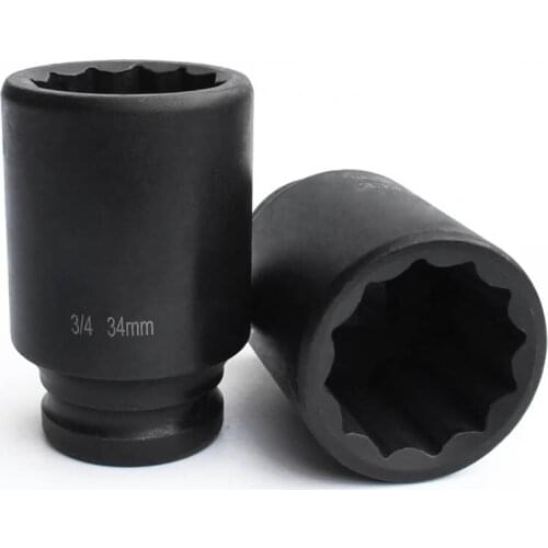 1pcs 3/4" Square Drive 12 point Deep Socket Bit Ratchet wrench 12pt Torx Sockets Hand Tool 12 Angles Plum Blossom Sleeve 17-41mm