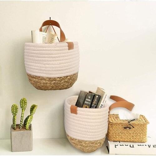 1PC Handmade Gardening Hanging Basket Cucurbita Belt Cotton Rope Woven Flower Plant Can Pot Toy Organizer Folding Home Decor