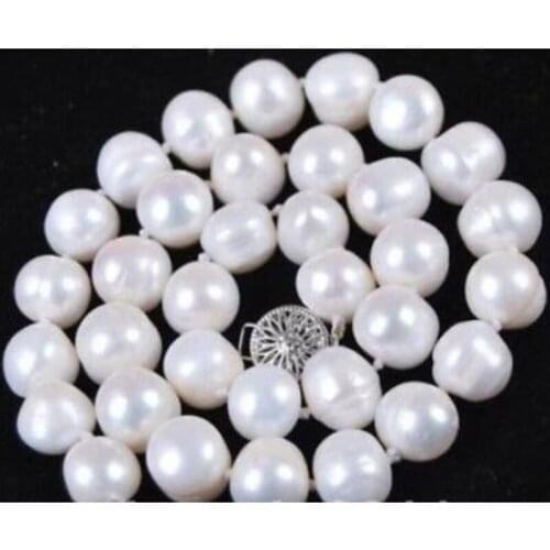 10-11mm White freshwater nature Cultured Pearl Necklace 18" Ordinarily&Party