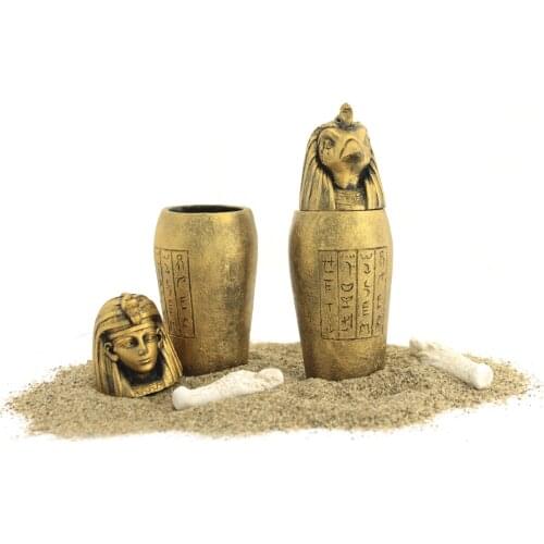 2 Adet Antik Mısır Altın Renk Küp Ev Dekoru Mısır Tanrıları Horus Tutankhamun Takı Kutusu