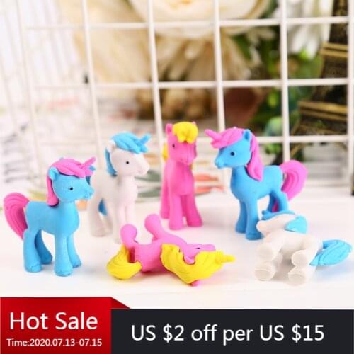 20 PCs creative cartoon cute pony unicorn eraser Children student Stationery New Eraser
