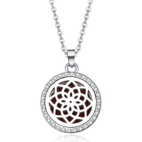 Kaleidoscope Aroma Necklace Magnetic Stainless Steel Aromatherapy Essential Oil Diffuser Perfume Locket Pendant Aroma jewelry