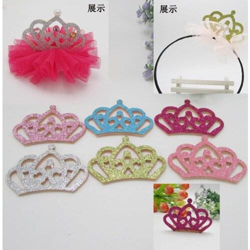 Free shipping4*6cm 30pcs gold crown patches glitter Felt Appliques for clothes Sewing Supplies diy craft ornament