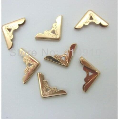 Free Shipping-100pcs Rose Gold Metal Book Corner Albums Menus Folders Corner Protectors(Fit 3mm thick) 24x17mm J1737