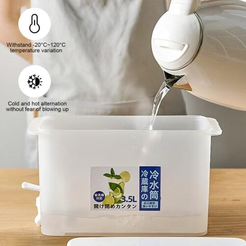Drink Large Capacityre Frigerator Dispenser Leakproof Plastic Large Beverage Cold Kettle Fruit Teapot with Spigot 3.5L