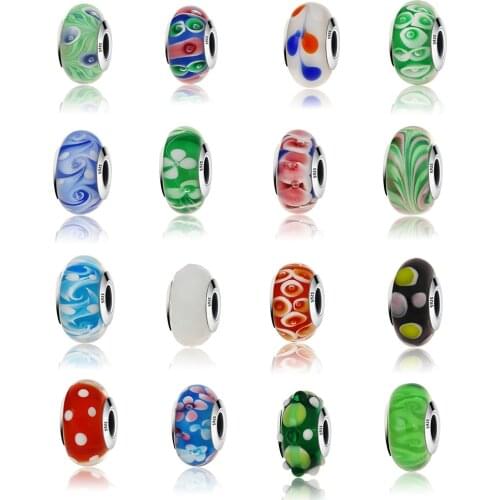 17 Styles Real 925 Sterling Silver Effervescence Murano Glass Beads Fit Original European Charm Bracelet Jewelry Making DIY Gift