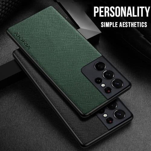 Case For Samsung Galaxy S21 Ultra PU Leather Cases S21 Plus TPU Around Edge Business High Quality Back Cover