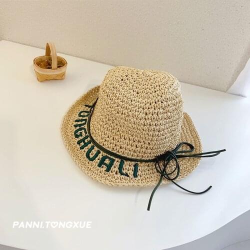 Children Summer Straw Sun Hat Unisex Fishermans Hat Foldable Sun Hat Bucket Beach hat for Boys and Girls