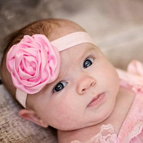 Baby girl headband Infant hair newborn Headwear tiara headwrap Toddler Ribbon Kids Flower bow turban Hair floral rose Accessory