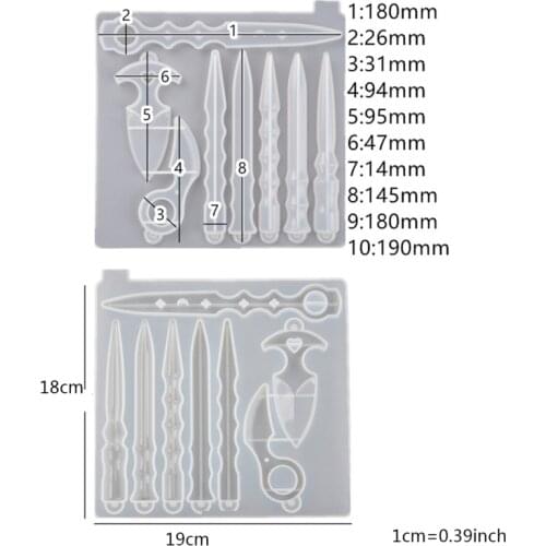 Self Defence Dagger Mold Anti-Wolf Weapons Sword Silicone Mold Sword Axe Tacticals Pen Pendant Mold Jewelry Making Tools