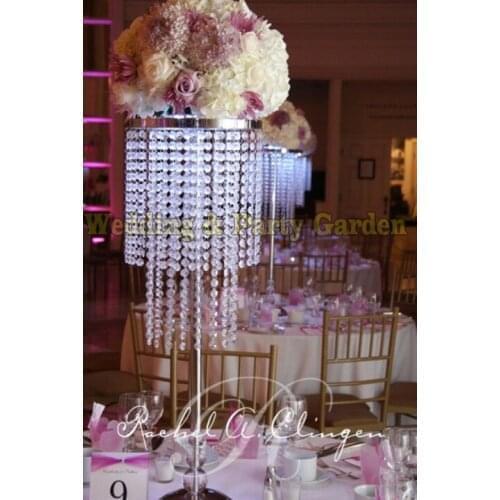 Hot Fast Shipping 80cm(H) 2 tiers wedding table centerpiece with bead strand flower stand event party decoration