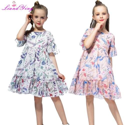 Summer Kid Dress For Girl 2021 Princess Floral Teenage Party Wedding Holiday Princess Tutu Dress