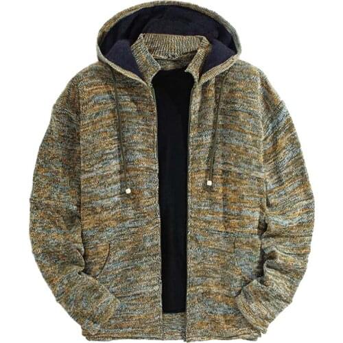 S-4XL Oversized Sweater Mens Coat 2021 Autumn Winter Casual Full Sleeve Hooded Knitted Sweater Men Zipper Cardigan Men Sweaters