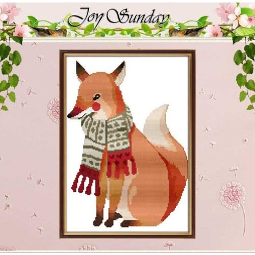 A Fox Surrounded By A Scarf Counted Cross Stitch 11CT 14CT Cross Stitch Set Wholesale DIY Cross-stitch Kit Embroidery Needlework