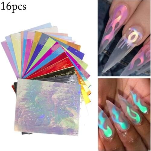 16 Sheets Nail Sticker Creative Self-adhesive Nail Decal Nail Art Decoration Sexy Girl Nail Art Nails Tips Beauty for Women Girl