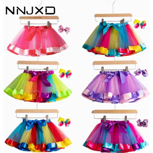 2021 New Tutu Skirt Baby Girl Clothes 12M-8Yrs Colorful Mini Pettiskirt Girls Party Dance Rainbow Tulle Skirts Children Clothing