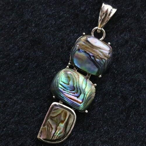 Multicolor 2 types natural blue abalone shell rectangle shape long pendant fit necklace high grade charms jewelry making B1135
