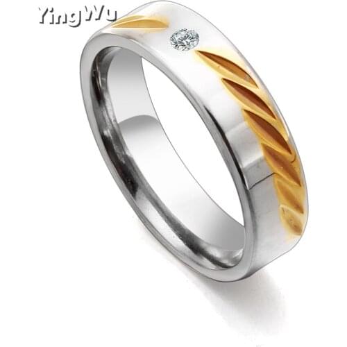 Luxury CZ Rhinestone Ring Gold Color 316L Stainless Steel Wedding Engagement Finger Ring Jewelry 20pcs Lot