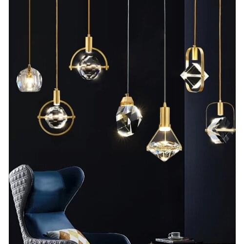 Thrisdar Luxury K9 Crystal Bedroom Bedside Pendant Lamp Dining kitchen Suspension Pendant Light Bar Table Shop Hanging Light