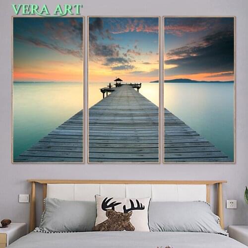 Modern Canvas Painting 3 Piece Poster Print Art Pictures Home Decor Sunset Landscape Canvas Art Painting Print Poster Wall Decor